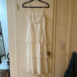 Lulu’s Grace and Beauty White Burnout Floral Print Tiered Dress